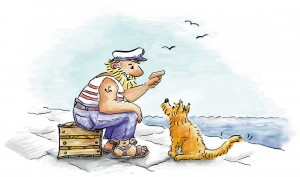 Illustration: Cleo asks the sailor, children's book illustration, © Gabriele Stautner, ARTIFOX
