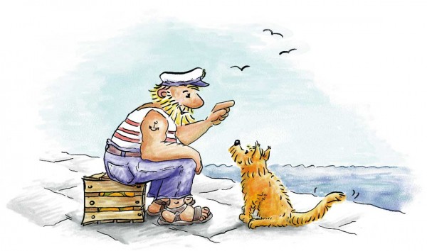 Illustration: Cleo asks the sailor, children's book illustration, © Gabriele Stautner, ARTIFOX