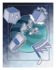 Illustration for the Faroe Insurance Company, all sections, © Gabriele Stautner, ARTIFOX