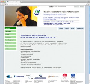 Webdesign für die Neuologische Gemeinschaftspraxis Ulm, © Gabriele Stautner, ARTIFOX