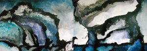 Malerei, Kunst: Gletschersee Jökulsarlon, Island, Acryl auf Leinwand, 240x100cm, ©Gabriele Stautner, ARTIFOX, Ulm,